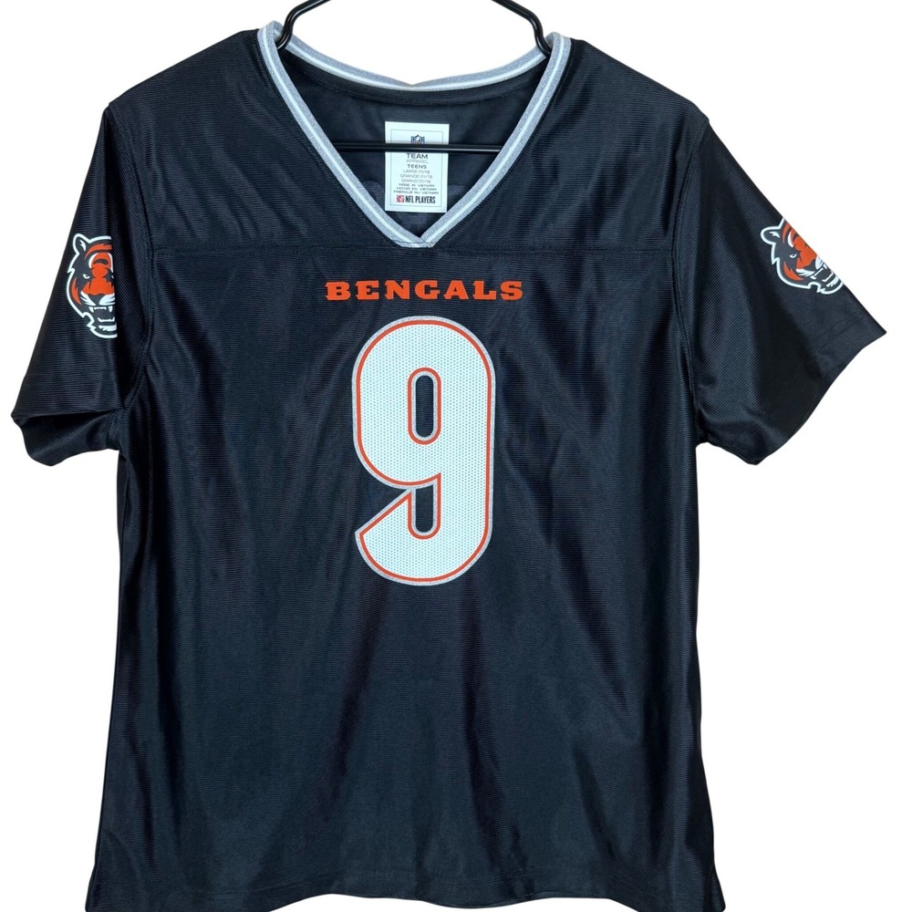 NFL Team Apparel Cincinnati Bengals Joe Burrow 9 Jersey Teens Large Black NEW‎